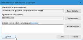 Sélectionnez un utilisateur ou un groupe